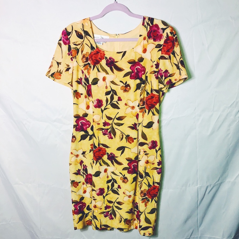 Floral 100% silk shift dress Vintage 1990s